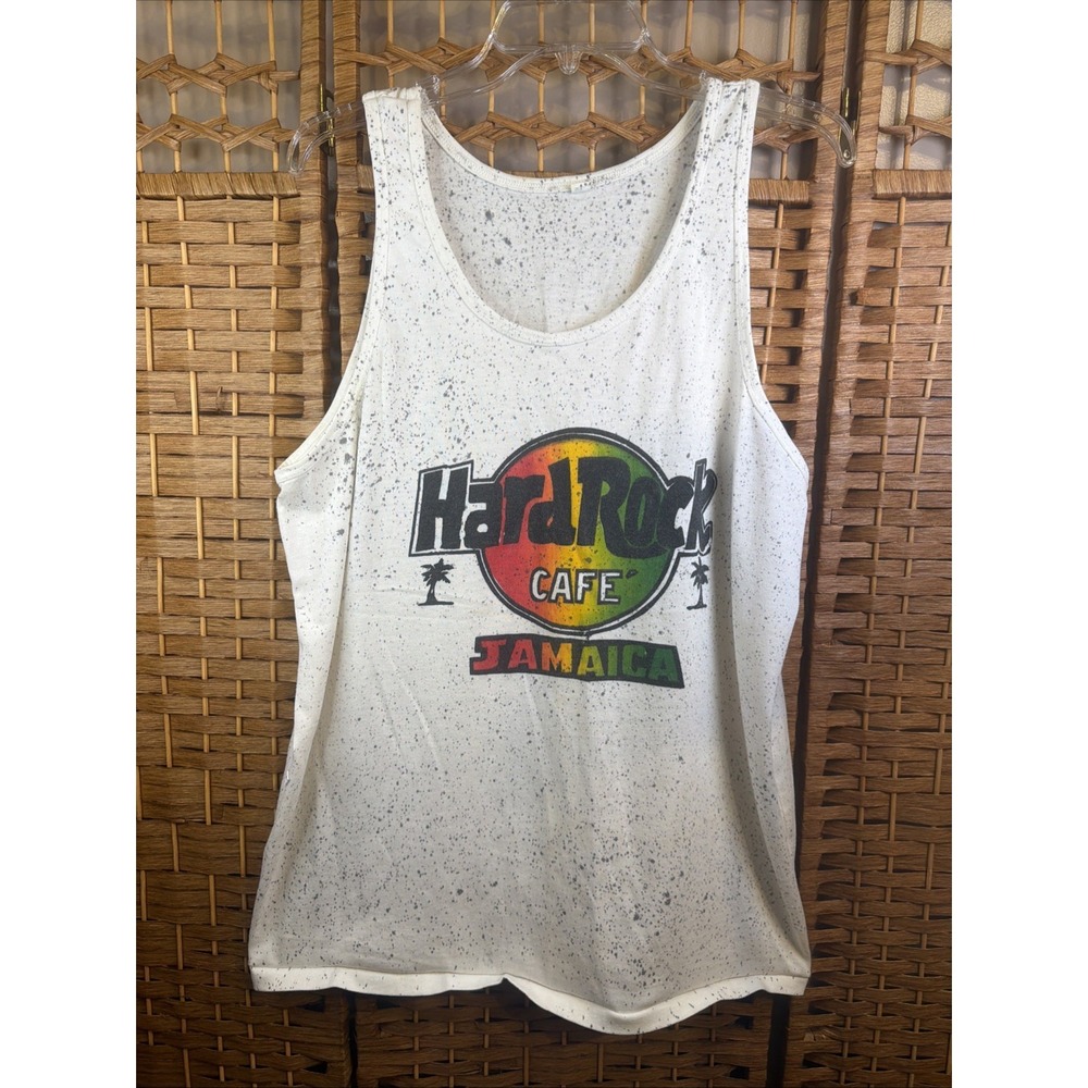Vintage 90s Hard Rock Cafe Jamaica Speckled Tank Top Sleeveless Shirt SZ XL